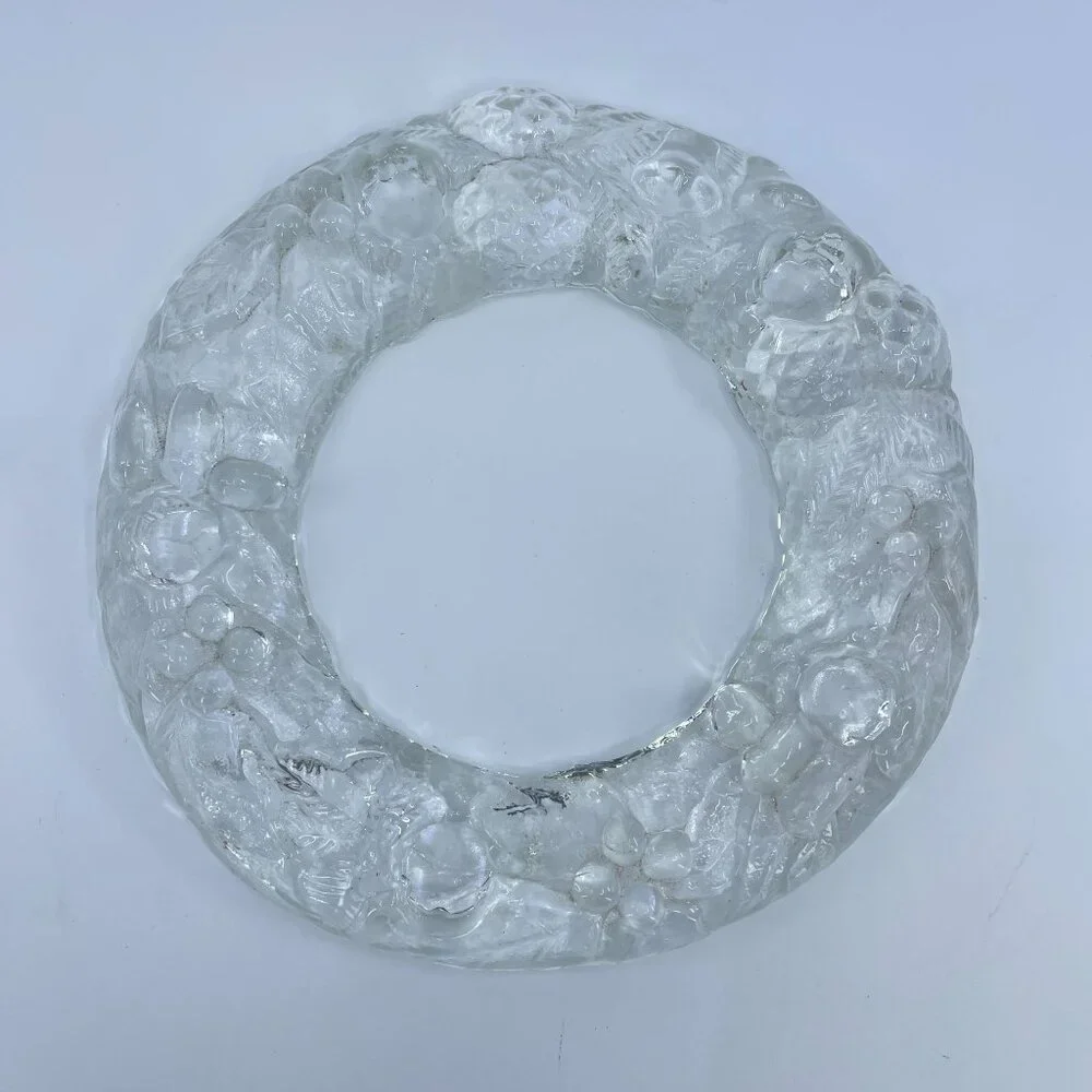 vintage vetreria etrusca clear glass christmas wreath candle holder madein italy